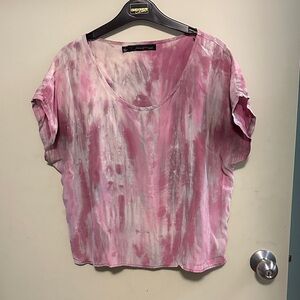 Patterson J. Kincaid 100% silk Tie-Dye Women's short sleeve Top in size small